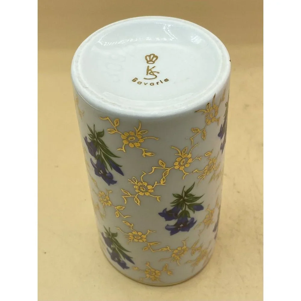 Berchtesgaden Ceramic Vase by KS Bavaria Flowers & Gold Paint